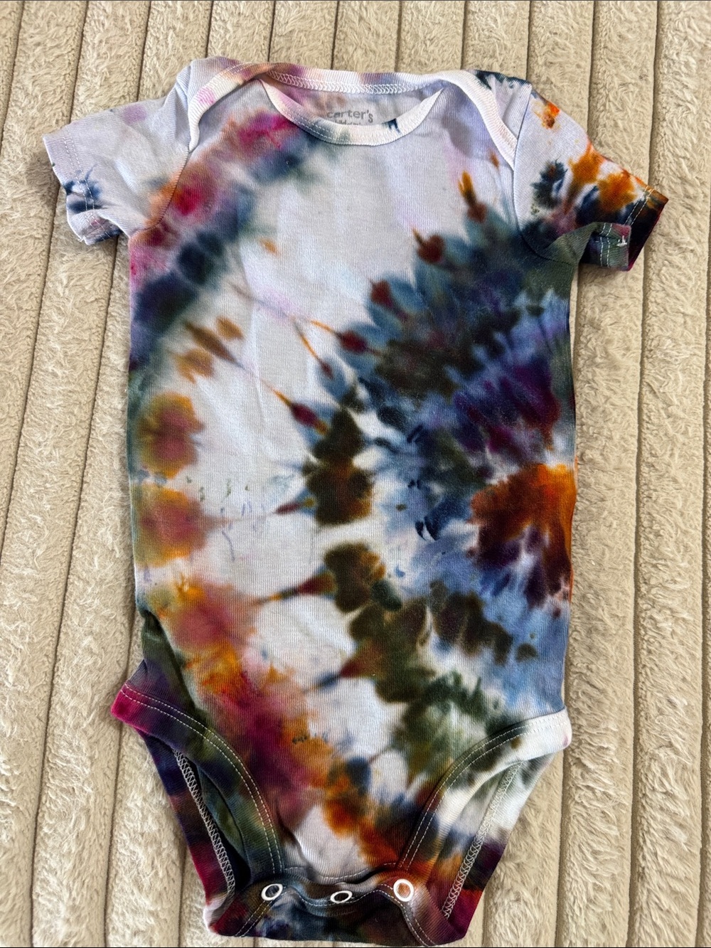 Tie-Dye Short Sleeve Baby One-Piece Bodysuit - Multicolor